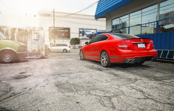 Красный, Mercedes, red, мерседес, AMG, C63, 507 Edition