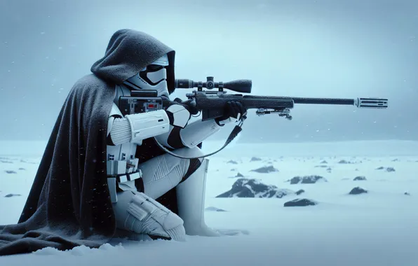 Пустыня, Star Wars, Звездные войны, снайпер, винтовка, накидка, пехотинец, digital art