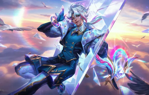 Небо, улыбка, game, character, жест, персонаж, League of Legends, приветствие
