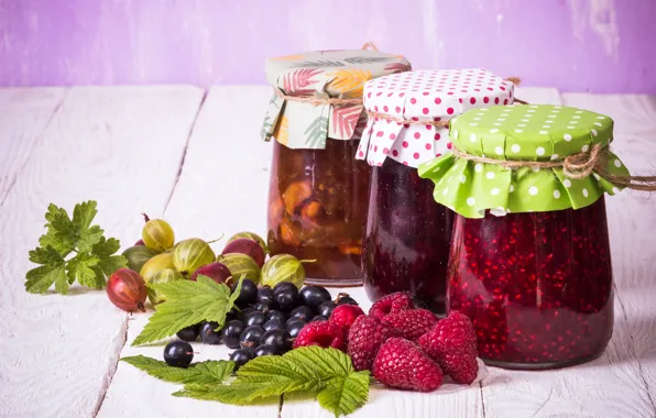 Малина, банки, смородина, крыжовник, варенье