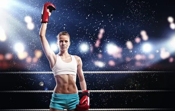 Картинка девушка, спорт, бокс, ринг