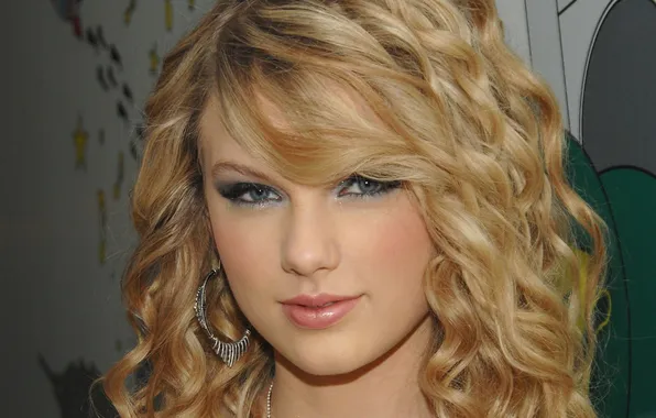 Картинка взгляд, лицо, музыка, серьги, блондинка, певица, Taylor Swift