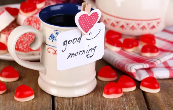 Любовь, кофе, чашка, сердечки, valentine's day