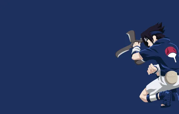 Logo, game, Sasuke, Naruto, minimalism, anime, boy, fight