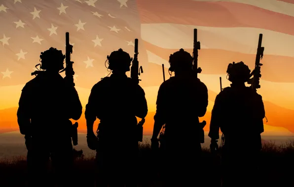 Картинка армия, флаг, солдаты, США