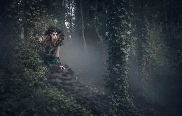 Лес, девушка, природа