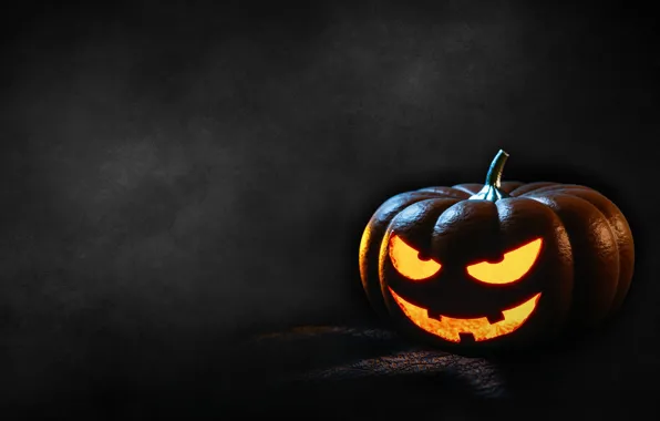 Картинка Halloween, Хэллоуин, светильник Джека, в темноте, адская ухмылка, злобная, тыква с глазами