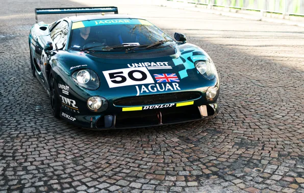 Jaguar, Зеленый, Ягуар, Брусчатка, Green, XJ220, Гоночный автомобиль, Racing car