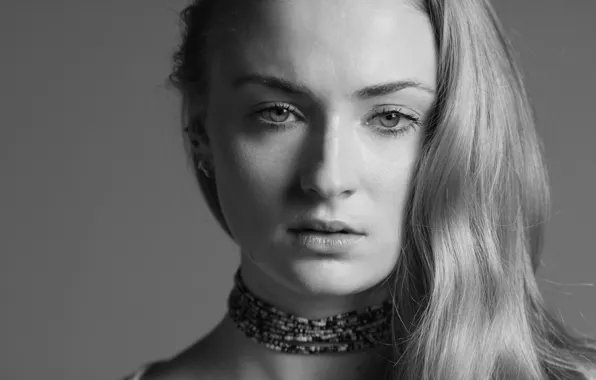 Актриса, черно - белое, actress, Sophie Turner, Софи Тернер