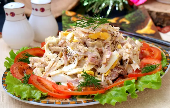 Картинка мясо, овощи, салат