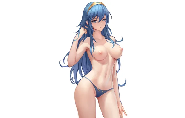 Sexy, lingerie, panties, nipples, boobs, anime, blue eyes, nude