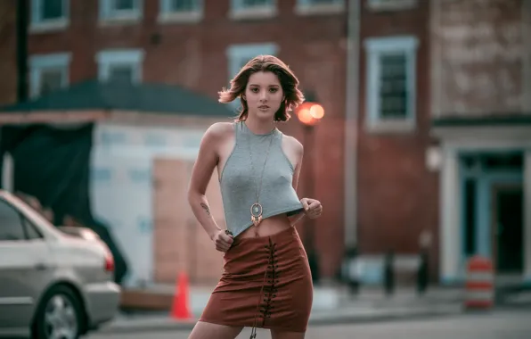 Картинка девушка, город, улица