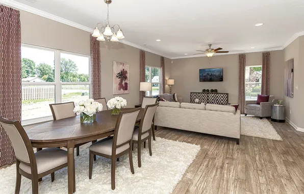 Дизайн, уют, интерьер, гостиная, столовая, Indiana, Riley Ridge Home