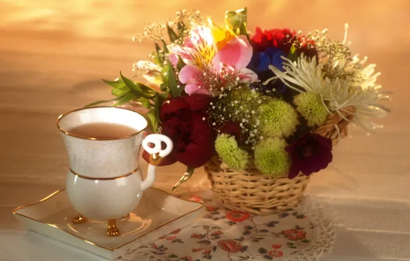 Картинка цветы, настроение, чай