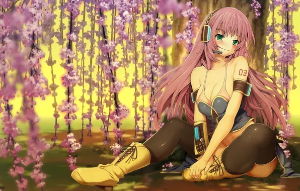 Картинка девушка, цветы, аниме, Vocaloid, Вокалоид, розовые волосы