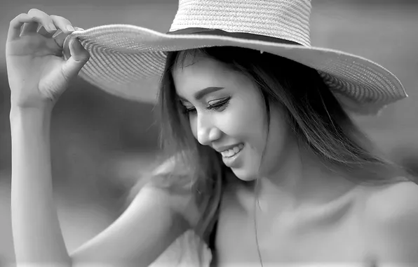 Sexy, cappello, orientale, faccia
