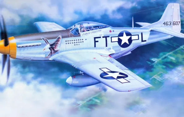 Рисунок, Mustang, арт, North American, P-51D