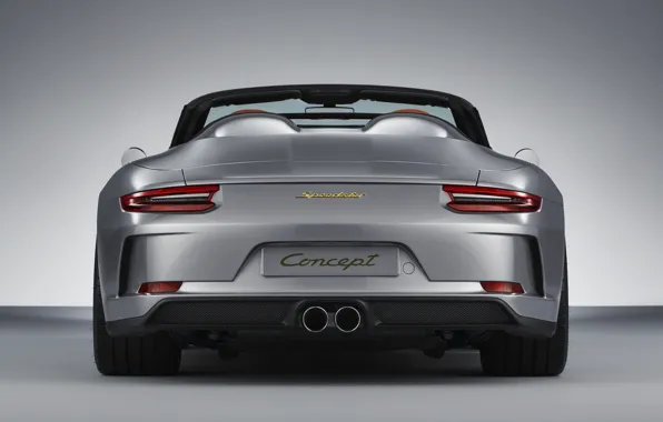 Картинка Porsche, 2018, корма, серо-серебристый, 911 Speedster Concept