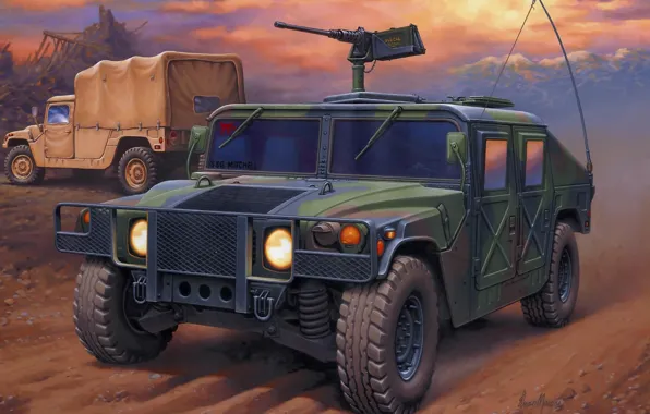 Рисунок, арт, HMMWV