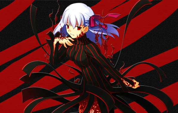 Girl, Red, Anime, Fate/Stay Night, Black, Type-Moon, Matou Sakura