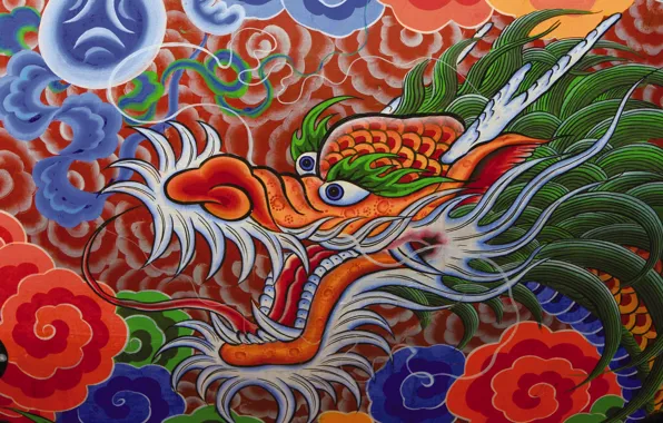 Картинка Рисунок, Дракон, Dragon, Арт, Корея, Korea, Hahoe Village, Деревня Хахо