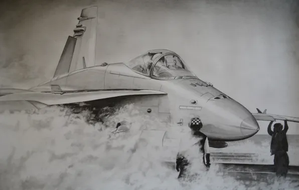 Картинка рисунок, карандаш, Hornet, FA-18