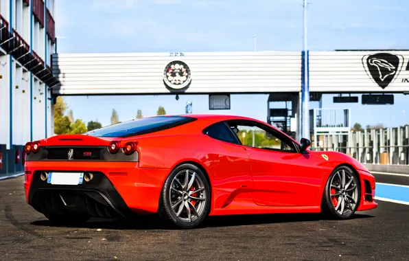 Красный, Ferrari, red, феррари, трек, f430, track, back