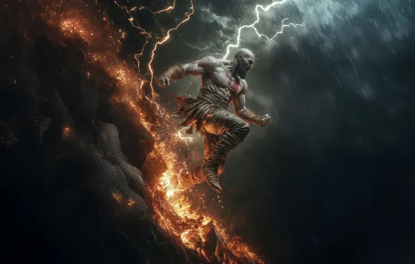 Картинка man, warrior, powerful, strong, muscular, demi god, tatto, bald