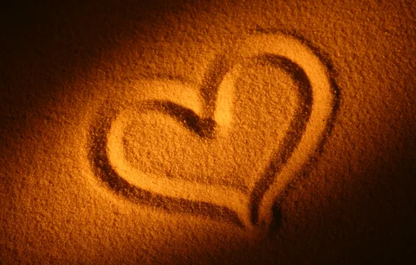 Картинка песок, пляж, любовь, настроения, сердце, сердечко