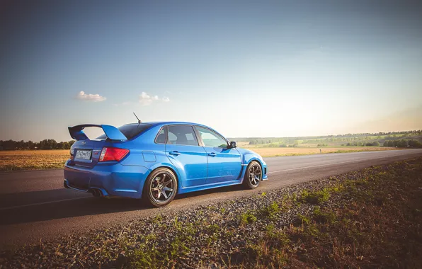 Фон, обои, Subaru, Impreza, автомобиль, синяя