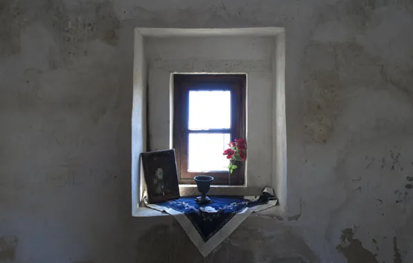 Rose, island, window, picture, darkness, shadow, kos, worship