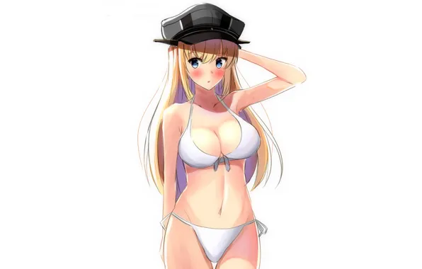 Girl, sexy, cleavage, long hair, boobs, anime, blue eyes, beautiful
