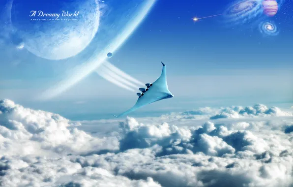 Картинка облака, полёт, Dreamy World, шатл