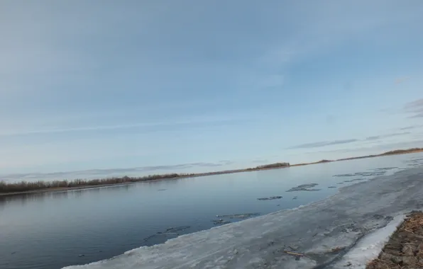 Природа, река, весна, волга, март