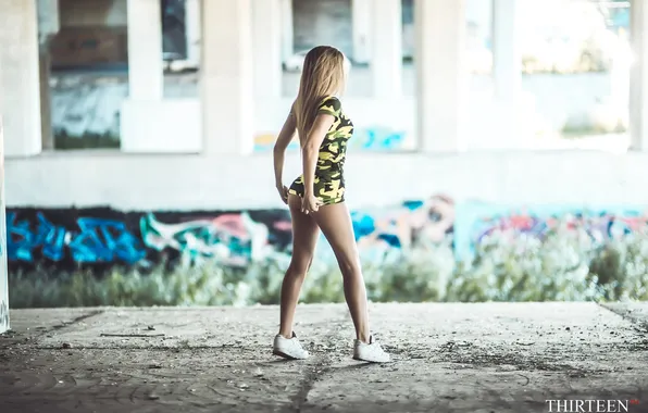Девушка, футболка, фотограф, girl, камуфляж, ножки, photography, photographer