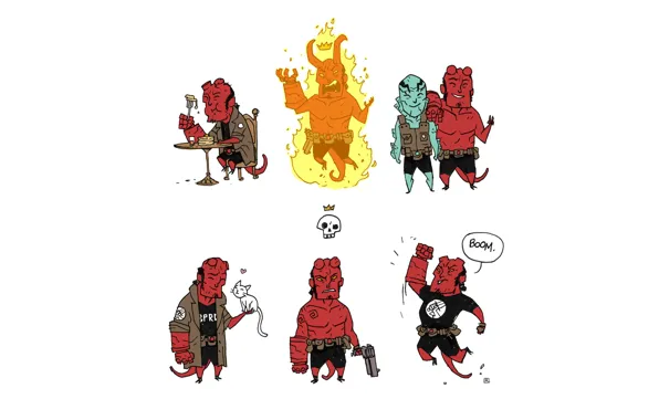 Череп, завтрак, корона, Abe Sapien, Hellboy