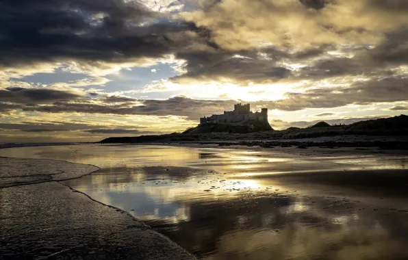 Закат, Sunrise, Bamburgh Castle