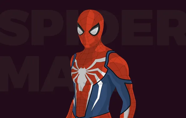 Картинка красный, фон, надпись, вектор, костюм, супергерой, Человек-паук, Spider-Man