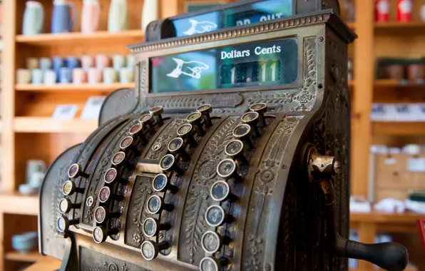 Картинка макро, фон, Antique, Cash Register