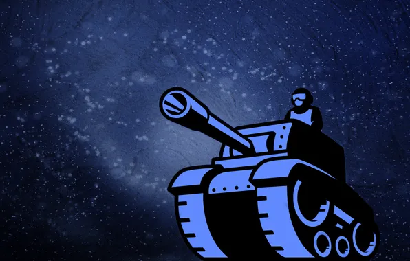 Человек, танк, пушка, синий фон, танкист, tank