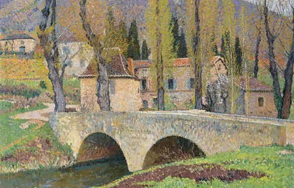 Пейзаж, картина, Анри-Жан Гильом Мартин, Henri Matrin, Мост в Лабастид-дю-Вер
