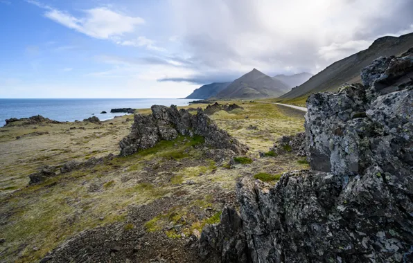 Картинка горы, скалы, побережье, Исландия