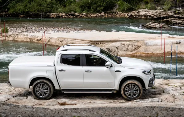 Картинка белый, Mercedes-Benz, вид сбоку, пикап, 2018, X-Class