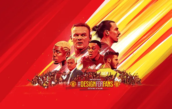 Wallpaper, sport, football, Manchester United, fans, coach, players