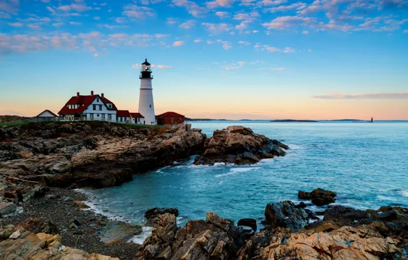 Картинка побережье, маяк, США, Cape Elizabeth, Cumberland County