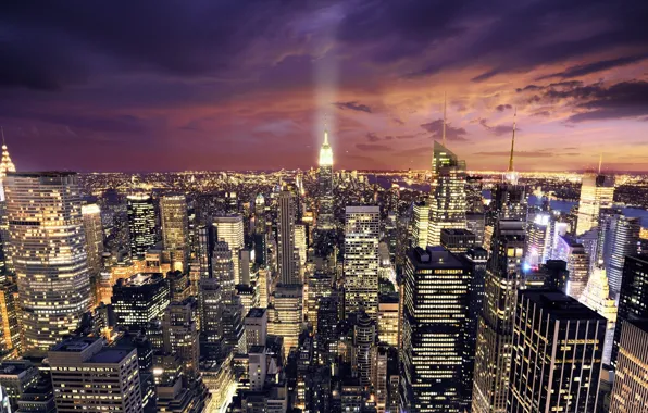 Картинка ночь, город, фонари