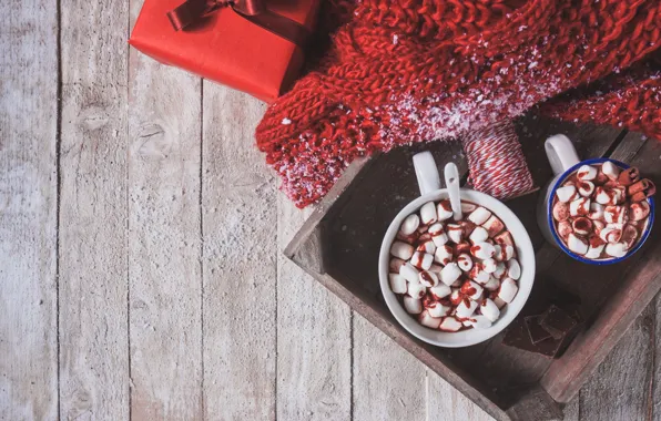 Подарок, шарф, горячий шоколад, marshmallows, Valeria Aksakova