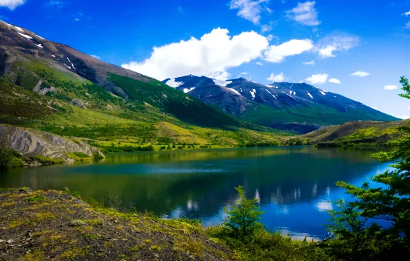 Картинка облака, горы, озеро, Аргентина, Patagonia