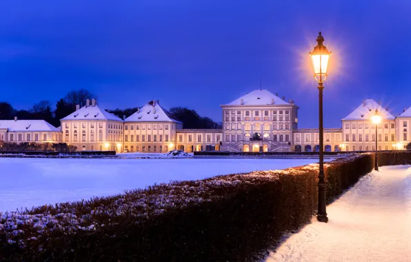 Картинка огни, Мюнхен, Бавария, фонари, Germany, Bavaria, зима.снег