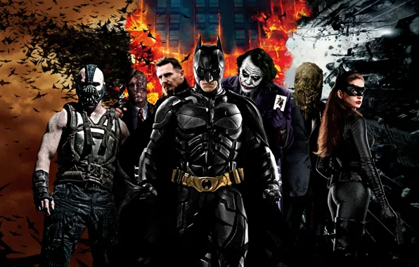Картинка Джокер, Бэтмен, The Dark Knight, Темный рыцарь, The Dark Knight Rises, Двуликий, Бэйн, Темный рыцарь: …